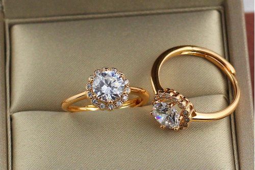 Кільце Xuping Jewelry розсувне кругле два майданчики р 18 золотисте