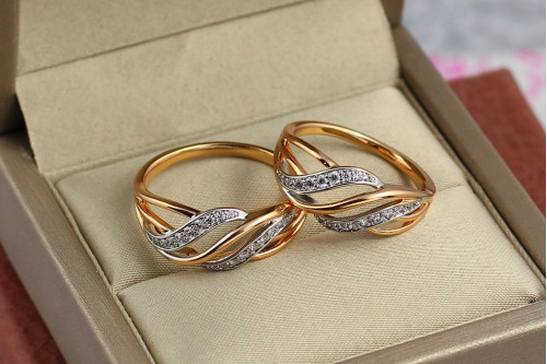 Кільце Xuping Jewelry з родієм поперечні хвилі р 18 золотисте