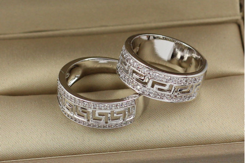 Кольцо Xuping Jewelry с греческим узором  р 17 серебристое