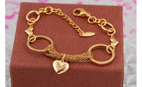 Браслет Xuping Jewelry серце на ланцюжках 19 см золотистий