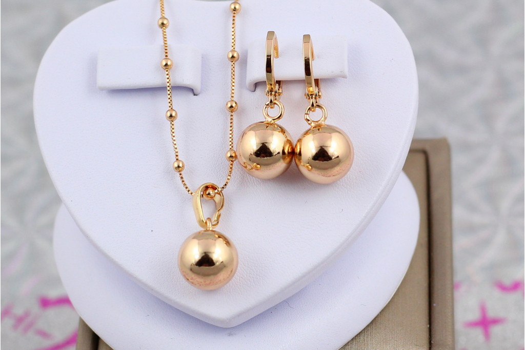 Набор Xuping Jewelry серьги и кулон шарики золотистый