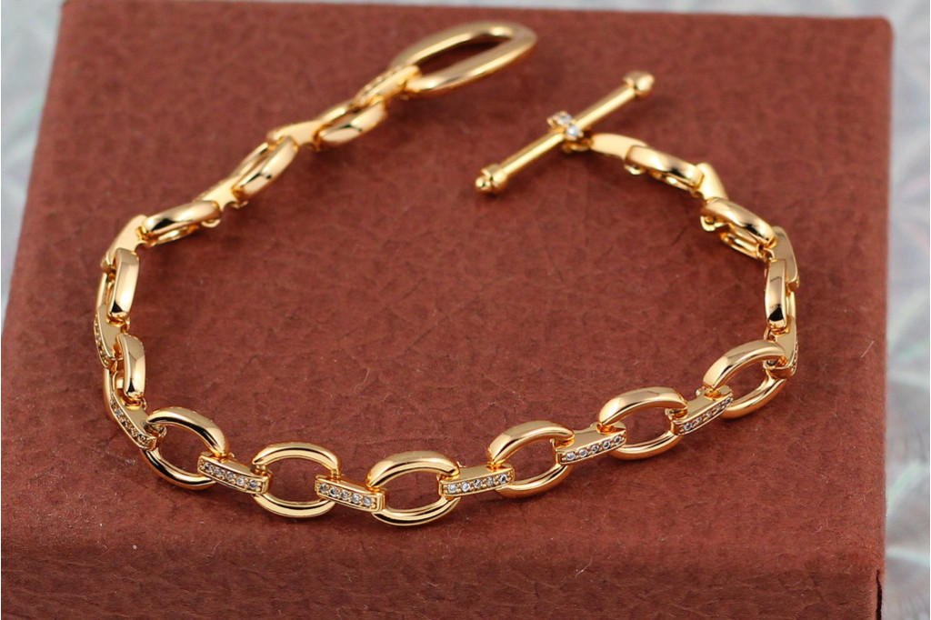 Браслет Xuping Jewelry овальнї колечка 19.5 см 8 мм золотистий