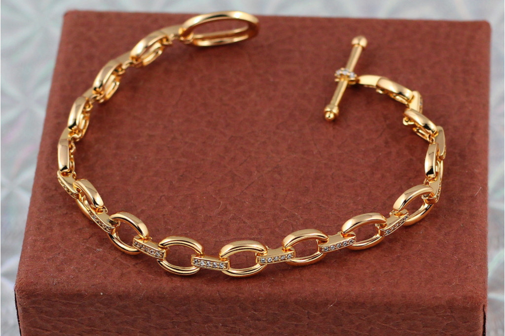Браслет Xuping Jewelry овальнї колечка 19.5 см 8 мм золотистий
