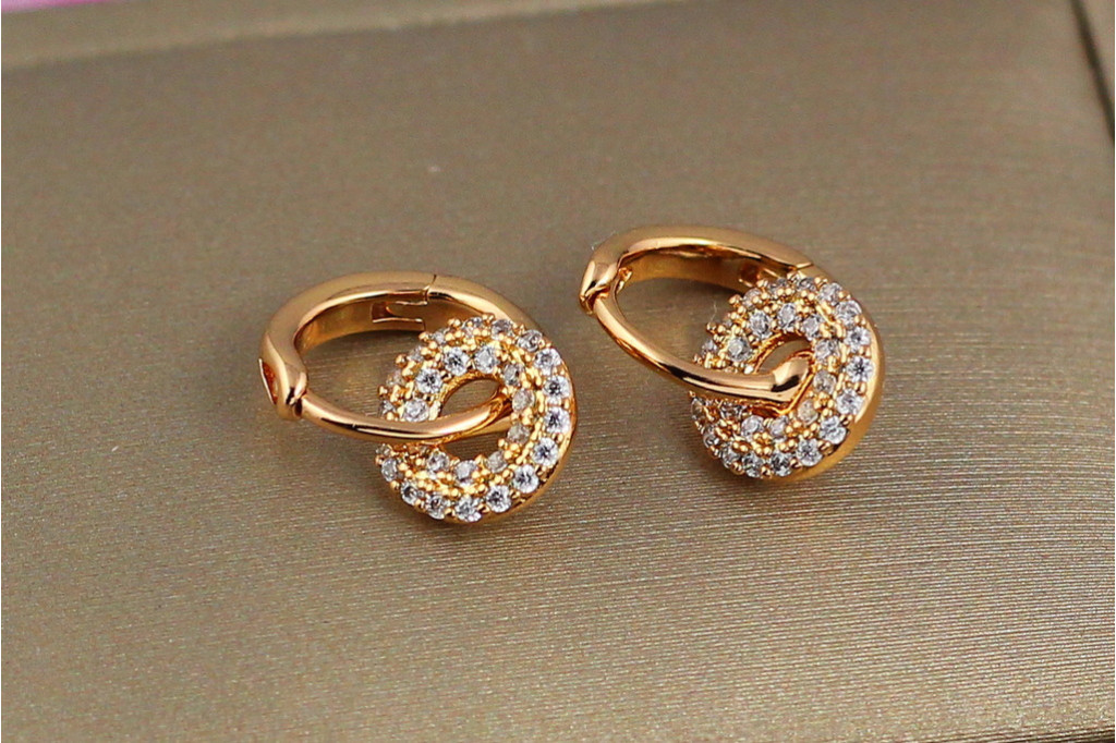 Сережки дитячі Xuping Jewelry подвійний обідок 1.3 см золотисті