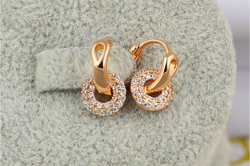 Сережки дитячі Xuping Jewelry подвійний обідок 1.3 см золотисті