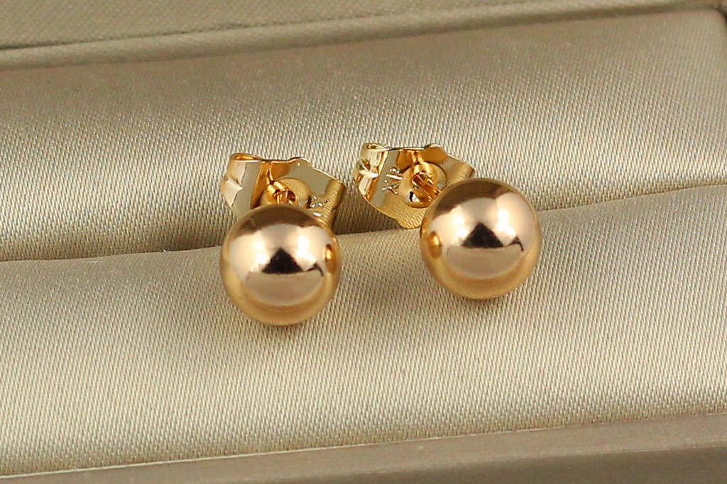 Серьги гвоздики Xuping Jewelry шарики 10 мм  золотистые
