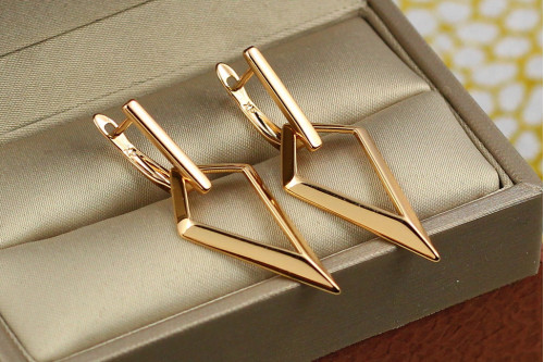 Сережки Xuping Jewelry підвіски вістря стріли 4 см золотисті