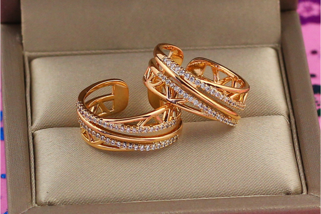 Кільце Xuping Jewelry розсувне геометрична абстракція р 16 золотисте