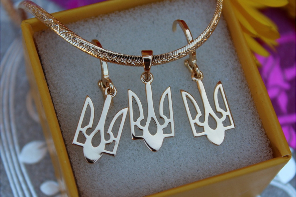 Набор Xuping Jewelry герб трезуб без цепи золотистый