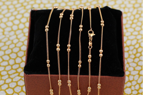 Ланцюг Xuping Jewelry панцирний із подвійною кулькою 55 см 1 мм золотистий