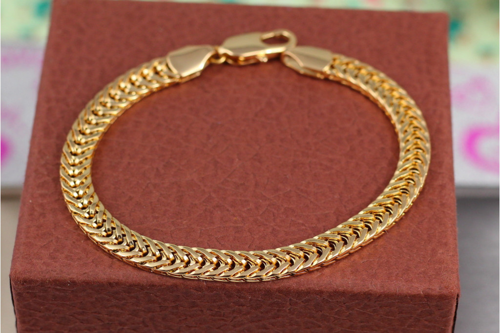Браслет Xuping Jewelry коса 19 см 6 мм золотистий