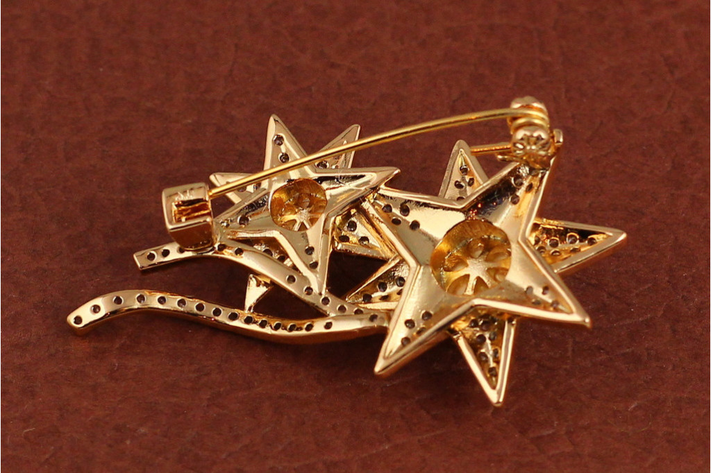 Брошь Xuping Jewelry две кометы золотистая