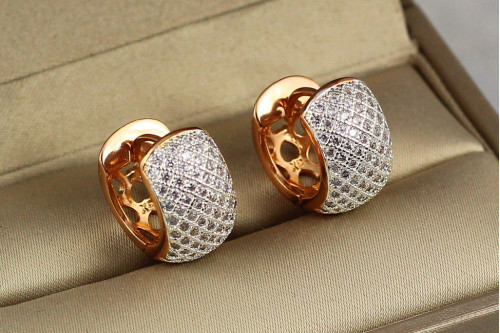 Сережки Xuping Jewelry широкі сіточка з родієм 1.6 см золотисті
