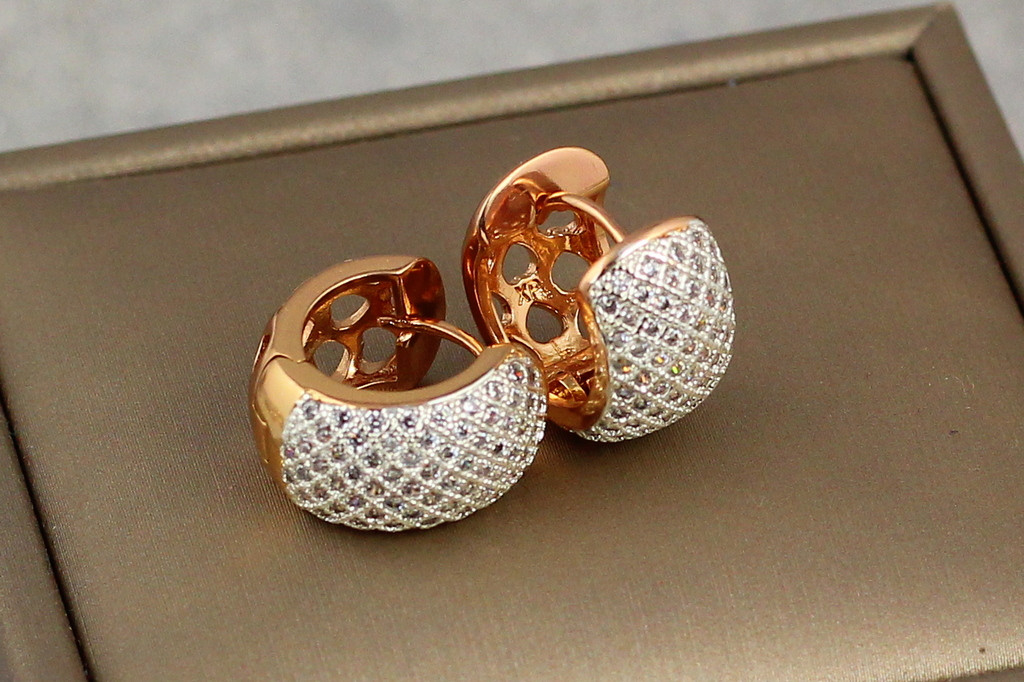 Сережки Xuping Jewelry широкі сіточка з родієм 1.6 см золотисті