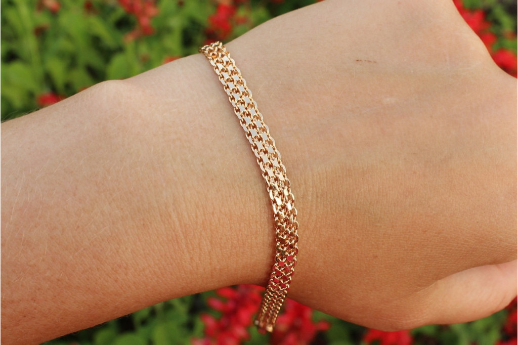 Браслет Xuping Jewelry бисмарк 17,5 см 6 мм золотистый