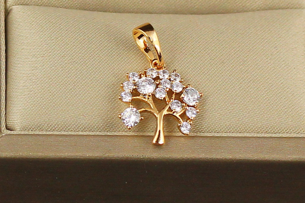 Кулон Xuping Jewelry древо с белыми камнями 1.5 см золотистый