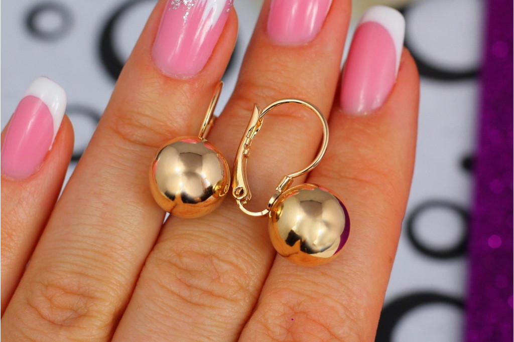 Серьги Xuping Jewelry шарики 10 мм 1.9 см золотистые