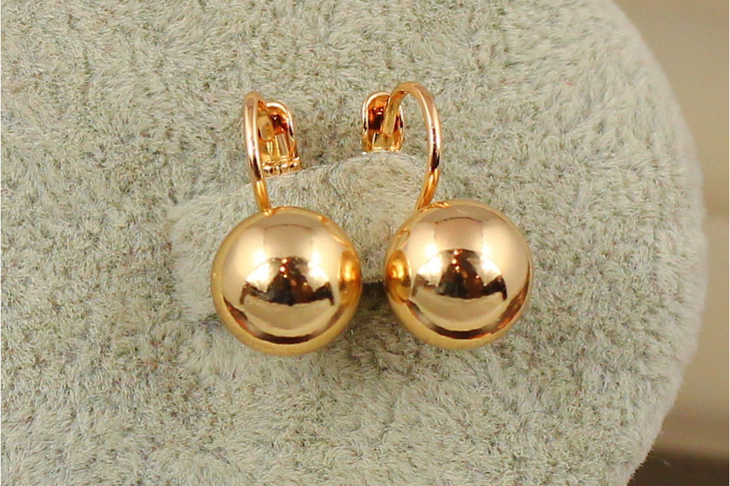 Серьги Xuping Jewelry шарики 12 мм 2.2 см золотистые