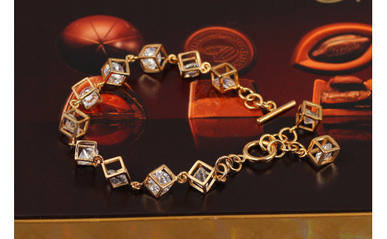 Браслет Xuping Jewelry кубики з камінням усередині 18 см 9 мм золотистий