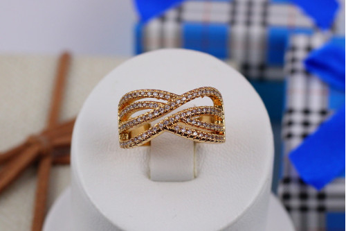 Кільце Xuping Jewelry широке різні смуги з каменів р 16 золотисте