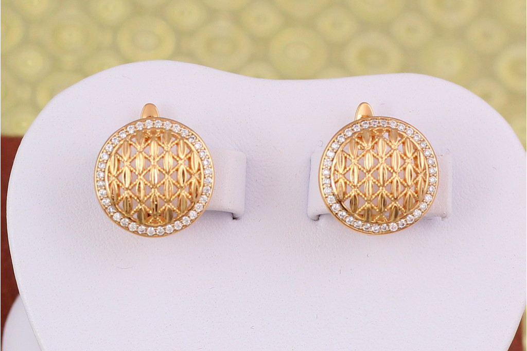 Серьги Xuping Jewelry пуговки 1.5 см золотистые