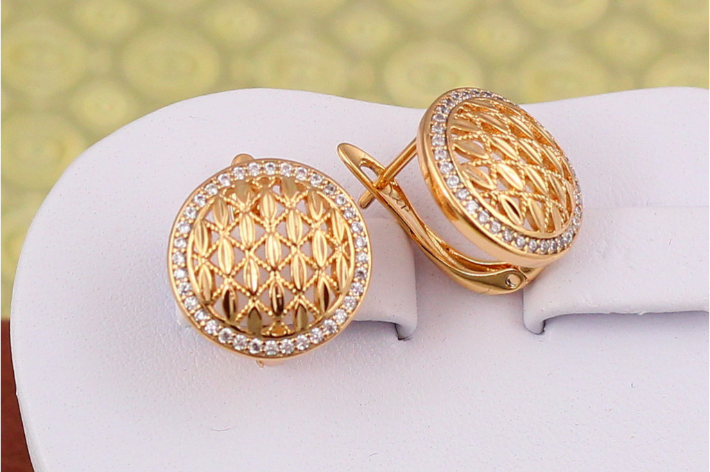 Серьги Xuping Jewelry пуговки 1.5 см золотистые
