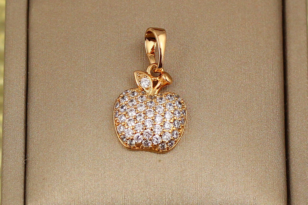Кулон Xuping Jewelry яблочко с листочком на хвостике 1.5 см золотистый