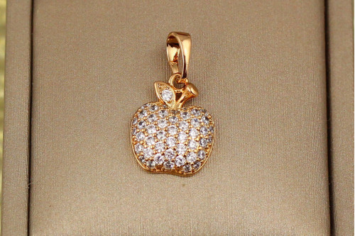 Кулон Xuping Jewelry яблочко с листочком на хвостике 1.5 см золотистый