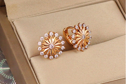 Серьги детские Xuping Jewelry зонтик с фианитами 1.1 см золотистые