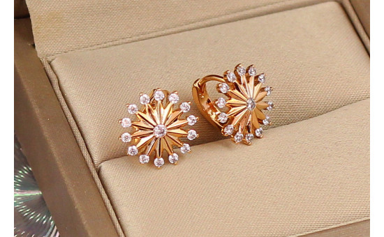 Сережки дитячі Xuping Jewelry парасолька з фіанітами 1.1 см золотисті