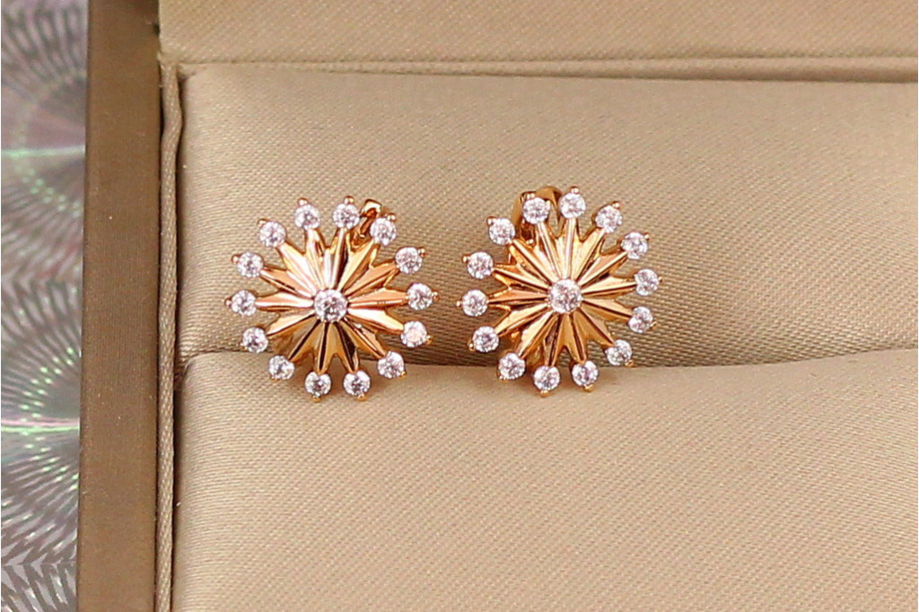 Серьги детские Xuping Jewelry зонтик с фианитами 1.1 см золотистые