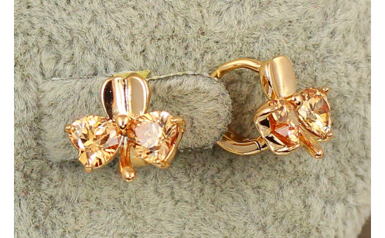Сережки дитячі Xuping Jewelry бутон з фіанітами шампанське 1.2 см золотисті