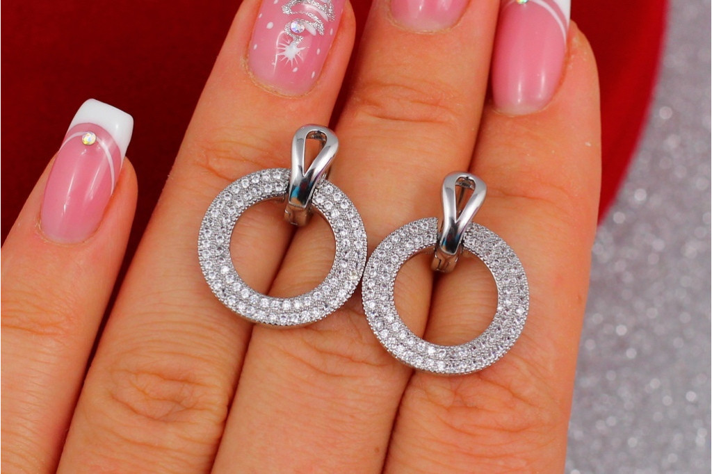 Сережки Xuping Jewelry кільце в кільці 2,5 см сріблясті