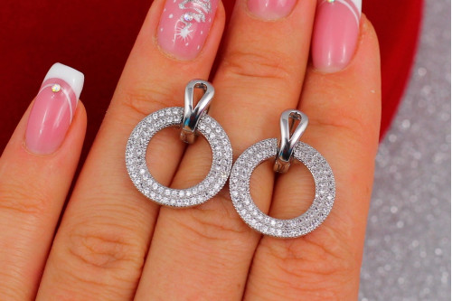 Сережки Xuping Jewelry кільце в кільці 2,5 см сріблясті
