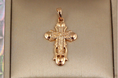 Крестик Xuping Jewelry широкий с распятьем 3 см золотистый