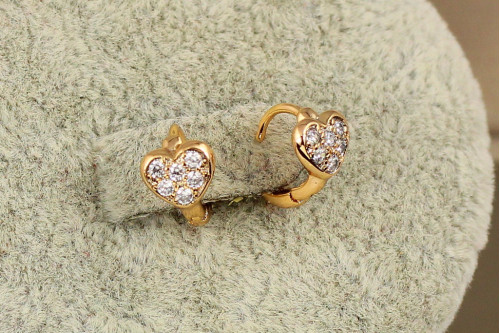 Серьги детские Xuping Jewelry сердечко с фианитами 8 мм золотистые