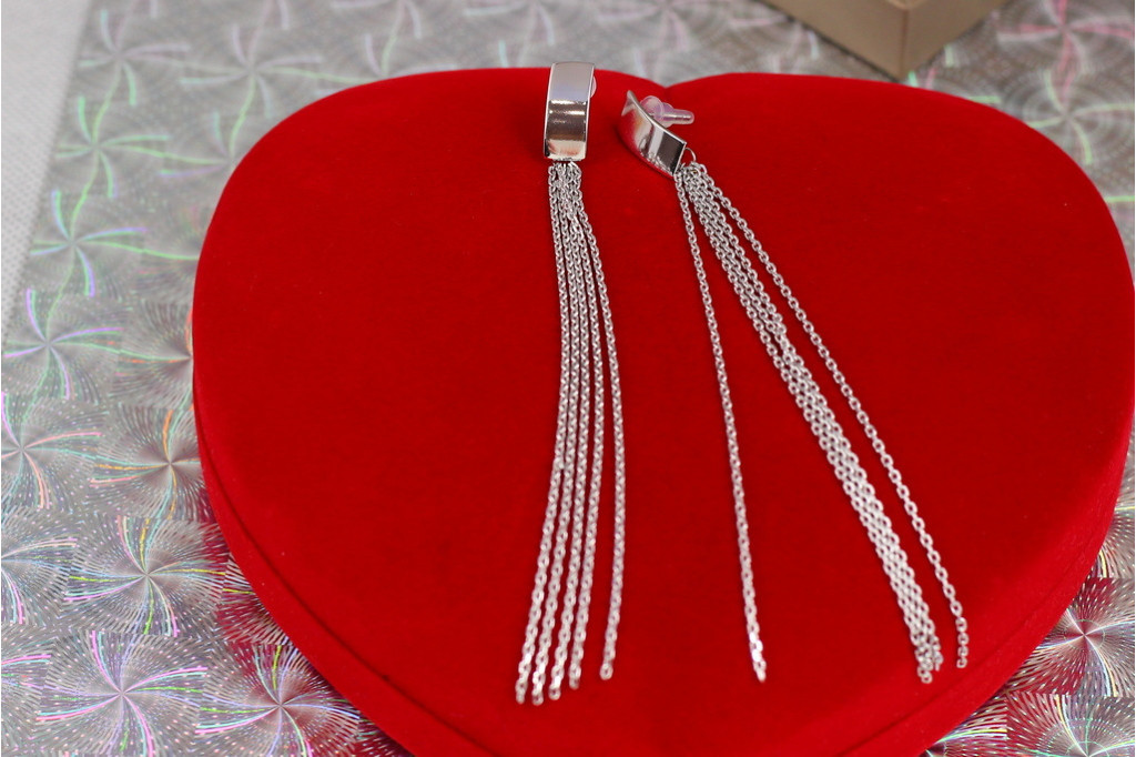 Серьги гвоздики Xuping Jewelry весенние ручьи 12 см серебристые
