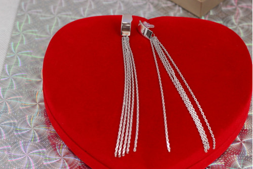 Серьги гвоздики Xuping Jewelry весенние ручьи 12 см серебристые