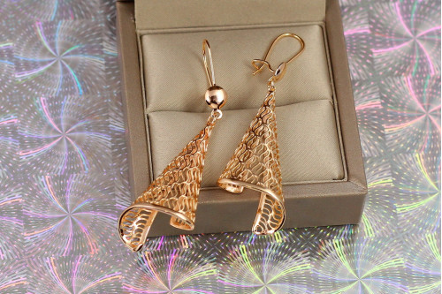 Сережки підвіски Xuping Jewelry конус 6.4 см золотисті