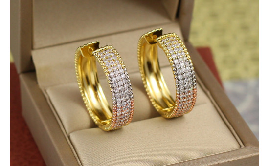 Сережки кільця Xuping Jewelry веселка з камінням 2.8 см лимонне золото