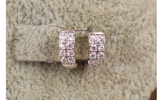 Сережки кільця Xuping Jewelry з камінням у два ряди 10 мм сріблясті