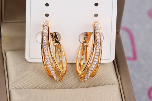 Сережки Xuping Jewelry потрійна нитка 2.8 см золотисті