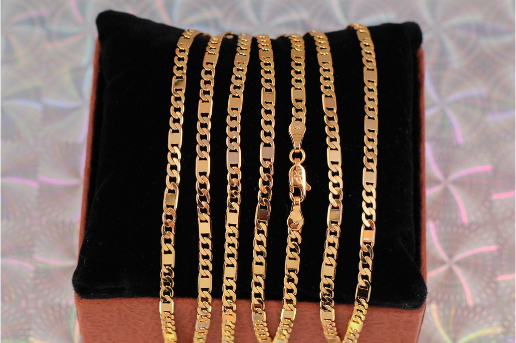 Ланцюг Xuping Jewelry панцирний зі вставкою скріпка 60 см 4 мм золотистий