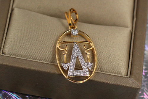 Кулон зодиак Xuping Jewelry весы 2.6 см  с родием золотистый