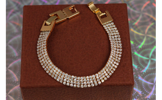 Браслет Xuping Jewelry чотири доріжки з білих каменів 16.5 см 8 мм золотистий