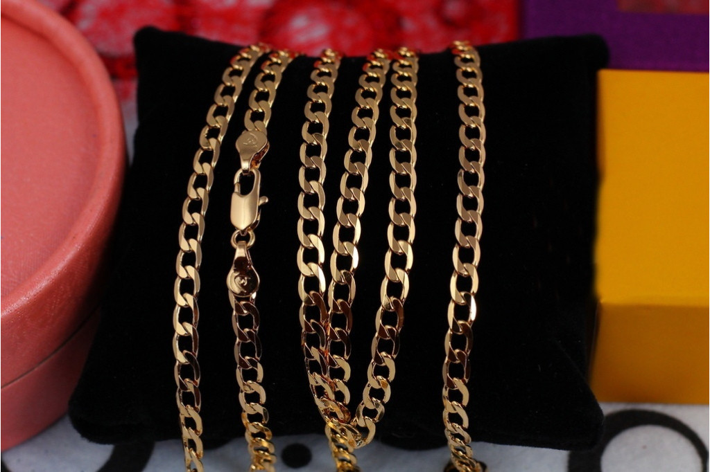 Ланцюг Xuping Jewelry панцирний з довгими ланками 45 см 4 мм золотистий