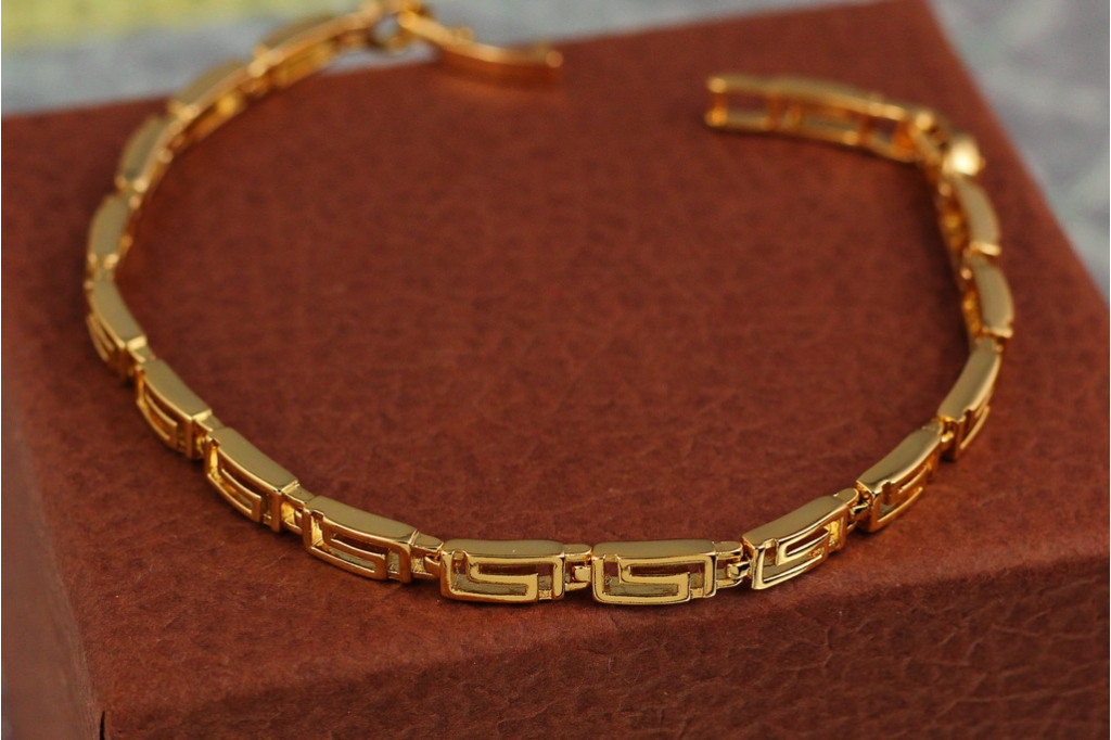 Браслет Xuping Jewelry Гера с греческим узором 19 см 4 мм золотистый