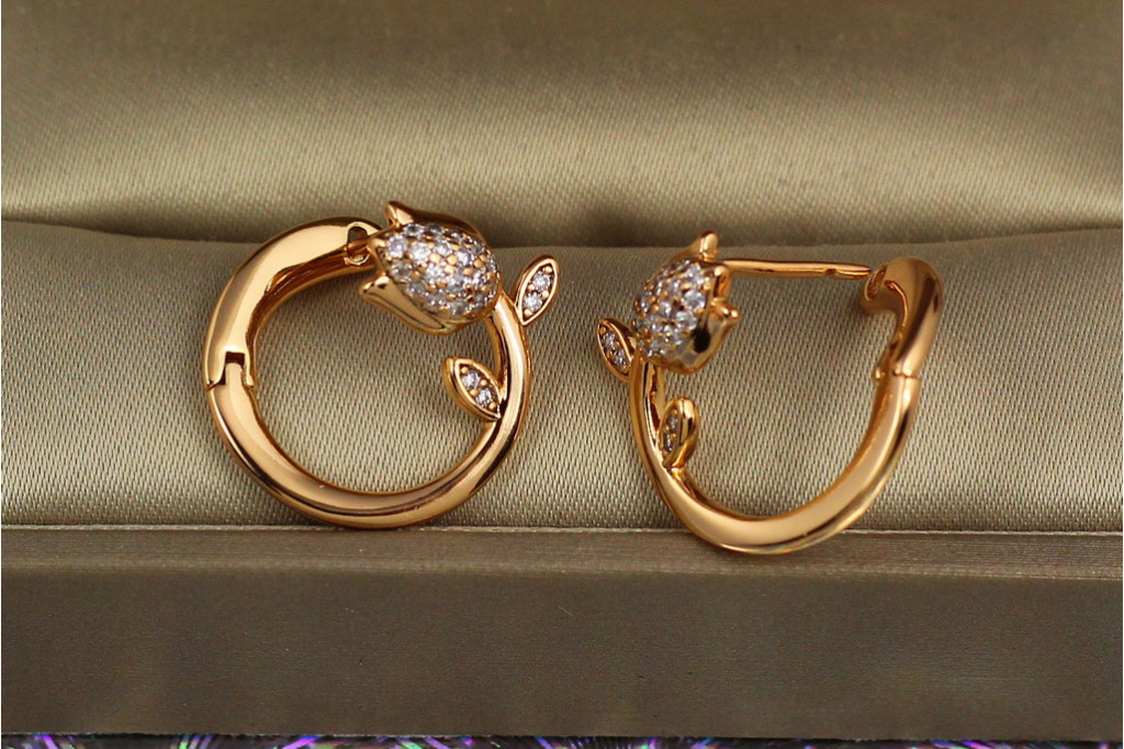 Сережки Xuping Jewelry бутон тюльпана 1.8 см золотисті