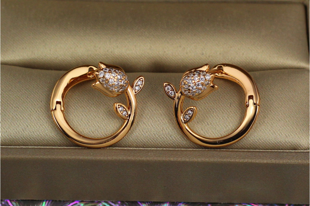 Сережки Xuping Jewelry бутон тюльпана 1.8 см золотисті