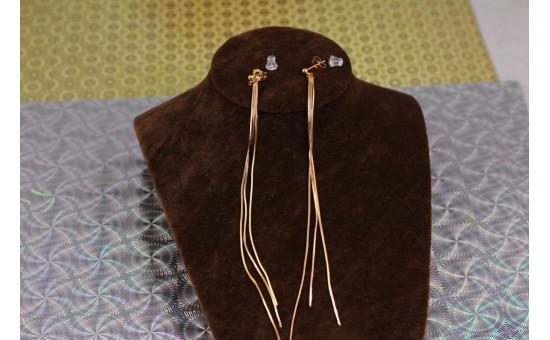 Сережки гвоздики Xuping Jewelry три нитки 14 см золотисті